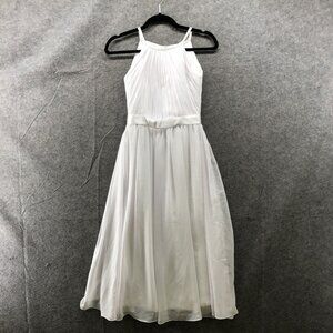 Light In The‎ Box Girls Size 7 White Formal Gown Chiffon Sleeveless Pleated